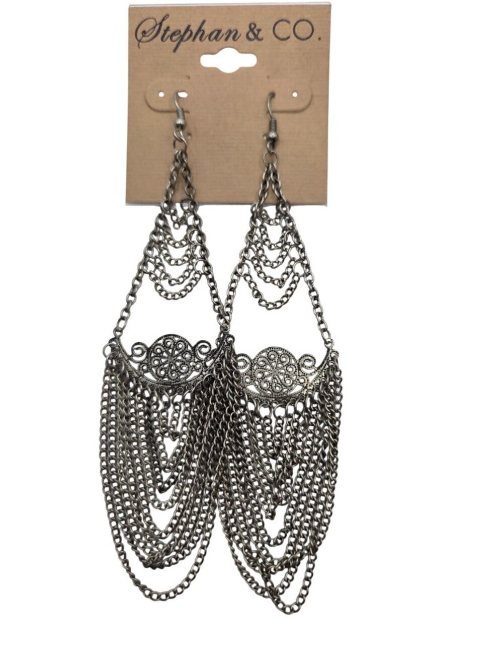 Stephan & Co. Silver-Tone Chain Dangle Chandelier Earrings